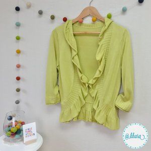 3/4 Sleeve Ruffled Edge Open Front Cardigan